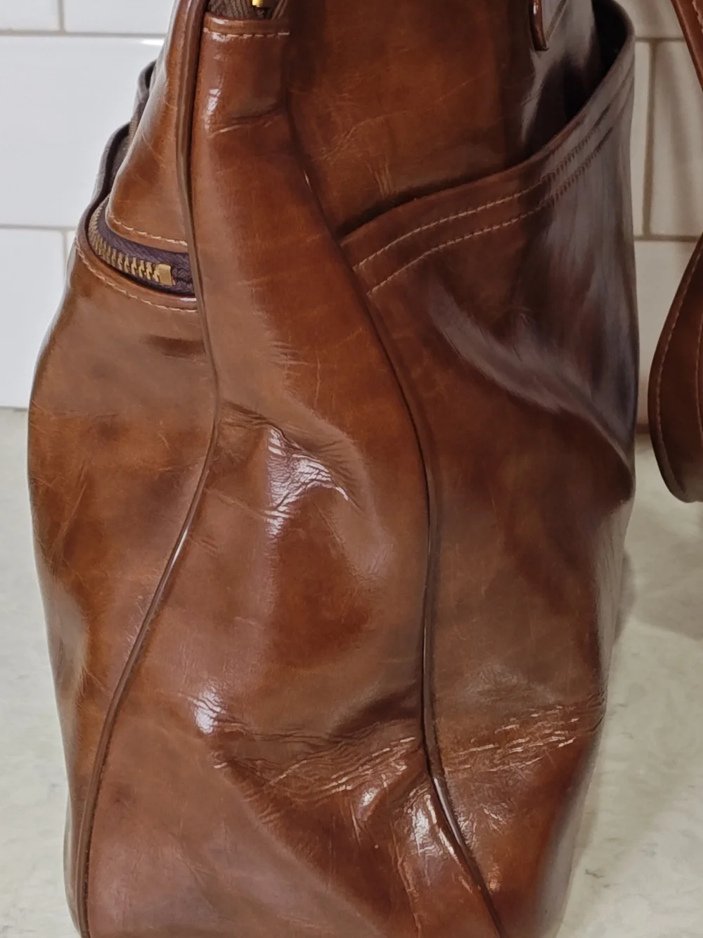 Vintage JR GENUINE Leather Bag Brown